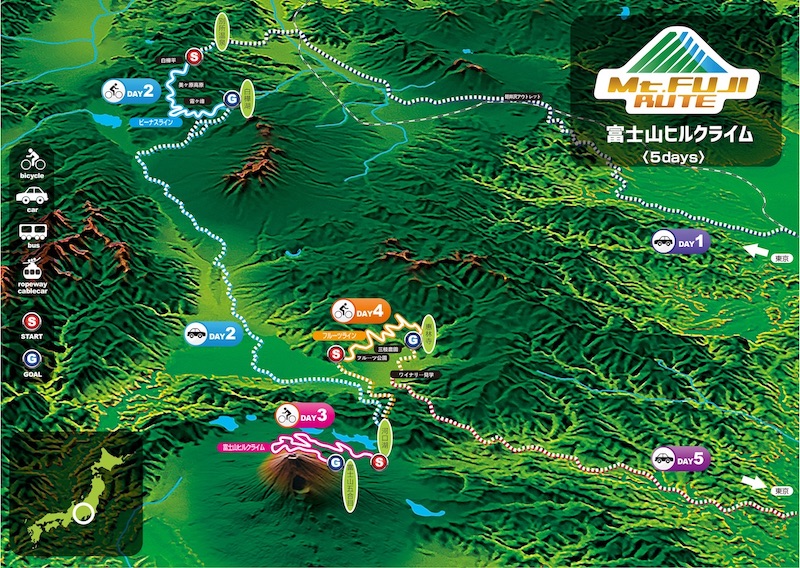 富士山HILL CLIMB 自行車賽之旅／全体コース図