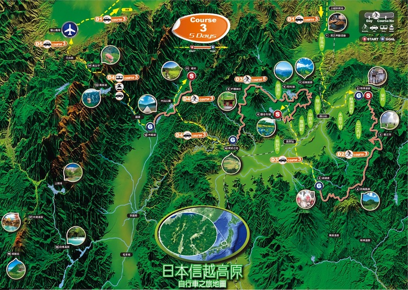 日本信越高原自行車之旅３／全体コース図