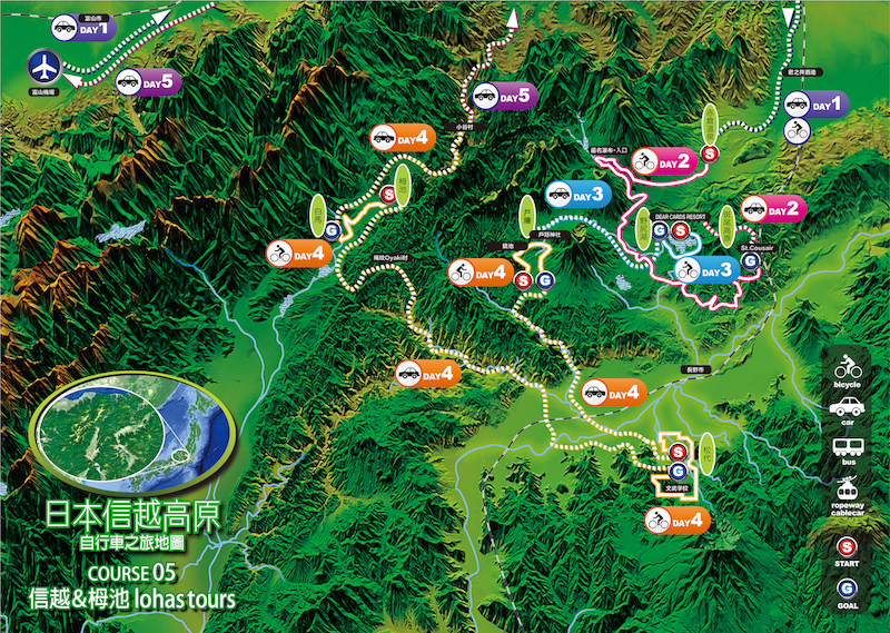 日本信越高原自行車之旅5／全体コース図